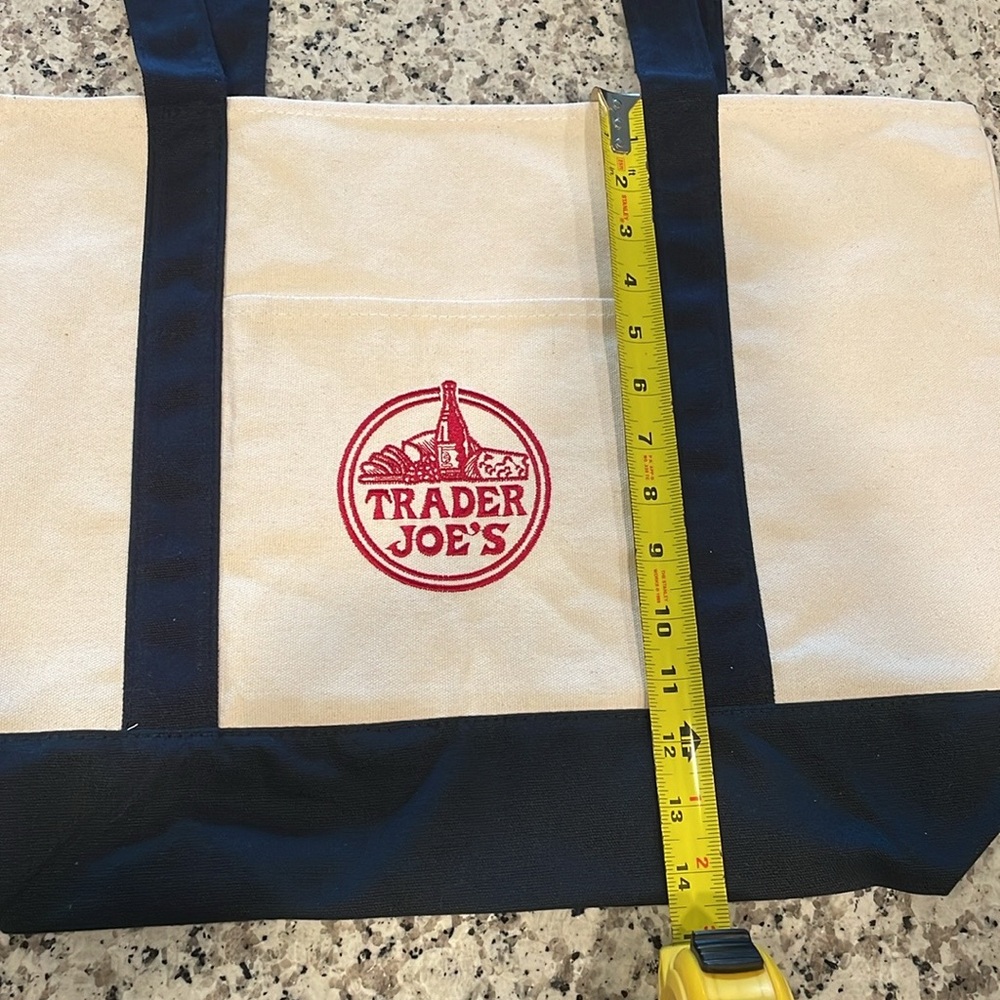 Custom Trader Joe’s large canvas tote bag, sunflowers, butterflies, flowers NWT - Picture 5 of 8